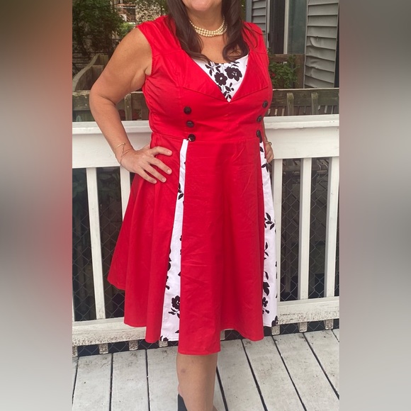 Women's Polka Dot Retro Vintage Style Cocktail Party Swing Dress size 4XL - Picture 6 of 9